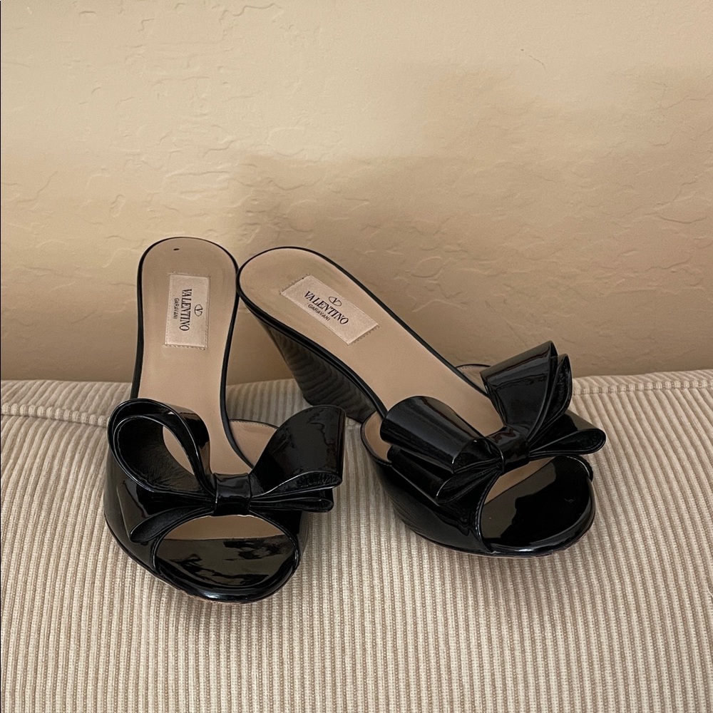 Valentino Black Patent Bow